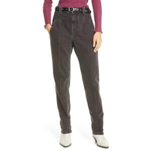 Isabel Marant Tijackom Washed Black Front-Seam Straight Leg Jeans Size 42 NWT